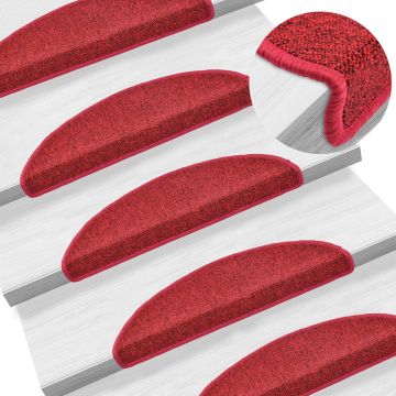 Tappetini per scale 10 pz 56 x 17 x 3 cm Non-Slip Rosso