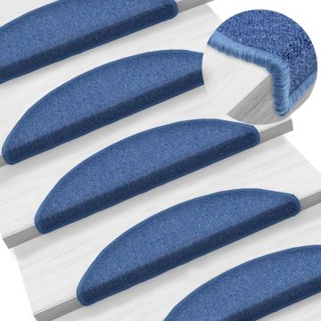 Tappetini per scale 10 pz 56x17x3 cm blu semicircolari