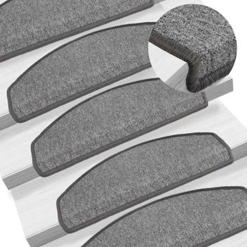 Tappetini per scale 10 pz 65 x 24 x 4 cm Non-Slip Grigio Scuro