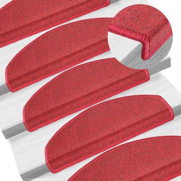 Tappetini per scale 10 pz 65 x 24 x 4 cm Non-Slip Rosso