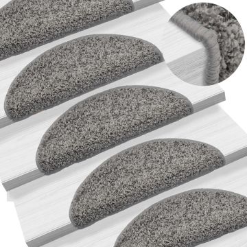 Tappetini per scale 10 pz 56x17x3 cm Grigio Semicircolari