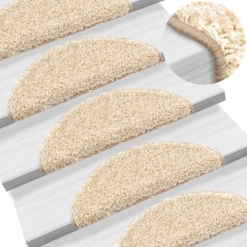 Tappetini per scale 10 pz 56x17x3 cm Crema Semicircolari