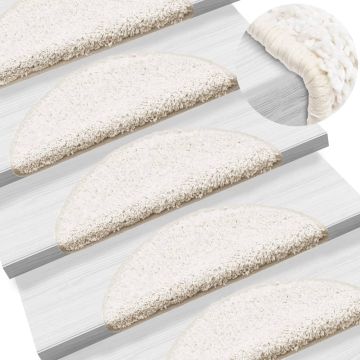 Tappetini per scale 10 pz 56x17x3 cm Bianco Semicircolari