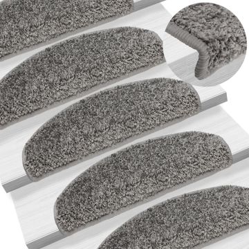 Tappetini per scale 10 pz 65x21x4 cm Grigio Semicircolari Grandi