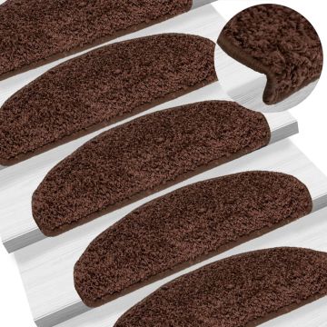 Tappetini per scale 10 pz 65x21x4 cm Marrone Semicircolari Grandi