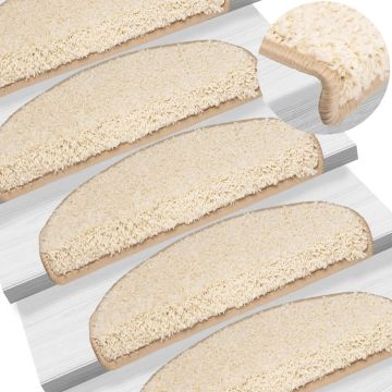 Tappetini per scale 10 pz 65x21x4 cm Crema Semicircolari Grandi