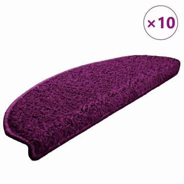 Tappetini per scale 10 pz 65x21x4 cm Viola Semicircolari Grandi