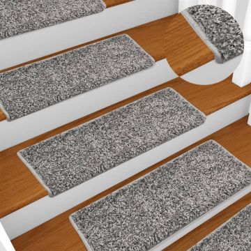 Tappetini per scale 10 pz 65x21x4 cm Grigio Bordo rettangolare