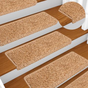 Tappetini per scale 10 pz 65x21x4 cm Beige Bordo rettangolare