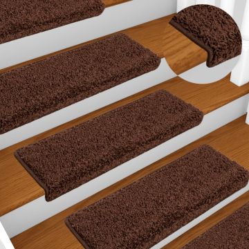 Tappetini per scale 10 pz 65x21x4 cm Marrone Bordo rettangolare