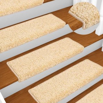 Tappetini per scale 10 pz 65x21x4 cm Crema Bordo rettangolare