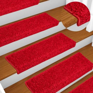 Tappetini per scale 10 pz 65x21x4 cm Rosso Bordo rettangolare