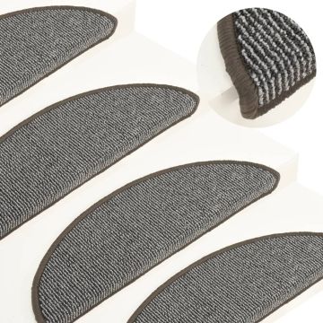 Tappetini per scale 15 pz 56x17x3 cm Grigio Semicircolari