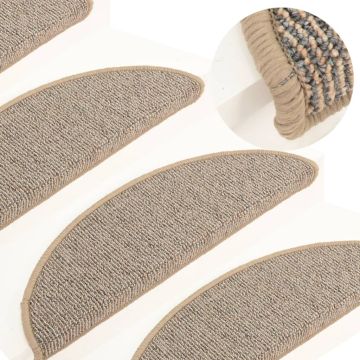 Tappetini per scale 15 pz 56x17x3 cm Marrone Semicircolari