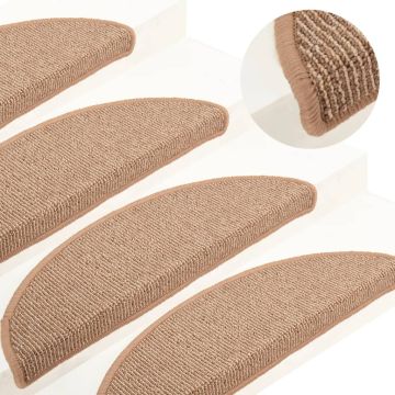 Tappetini per scale 15 pz 56x17x3 cm Marrone chiaro Semicircolari