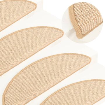 Tappetini per scale 15 pz 56x17x3 cm Crema Semicircolari