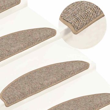 Tappetini per scale 15 pz 65x21x4 cm Marrone Semicircolari Grandi