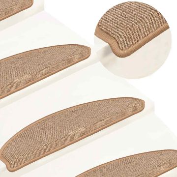 Tappetini per scale 15 pz 65x21x4 cm Marrone chiaro Semicircolari Grandi