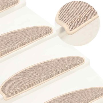 Tappetini per scale 15 pz 65x21x4 cm Bianco e Marrone Semicircolari Grandi