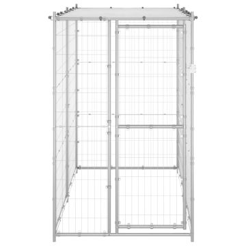 Gabbia per Cani da Esterno in Acciaio con Tetto 110x220x180 cm