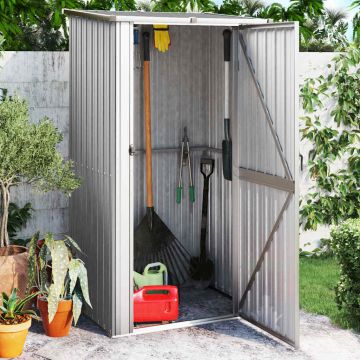 Capanno da Giardino Grigio 118,5x97x209,5 cm in Acciaio Zincato