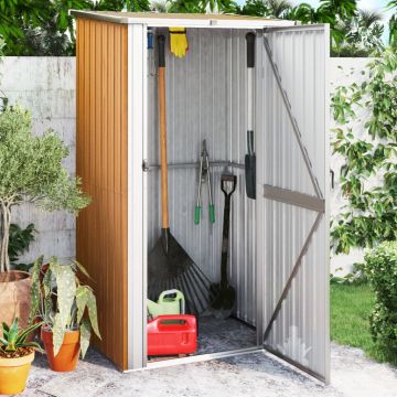 Casetta da giardino marrone 118,5x97x209,5 cm in acciaio zincato