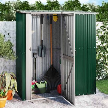 Casetta da giardino verde 180,5x97x209,5 cm in acciaio zincato
