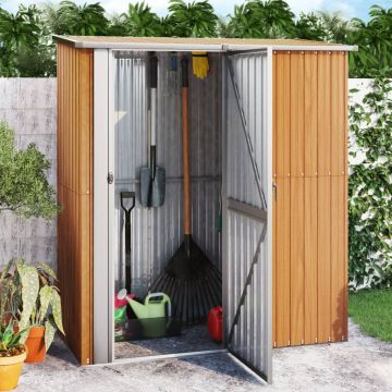 Casetta da giardino 180,5x97x209,5 cm in acciaio zincato effetto legno