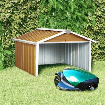 Capanno per Robot Tosaerba 92x97x63 cm Acciaio Zincato Marrone