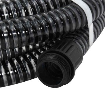 Tubo di Aspirazione con Raccordi in Ottone Nero 1,1" 7 m PVC