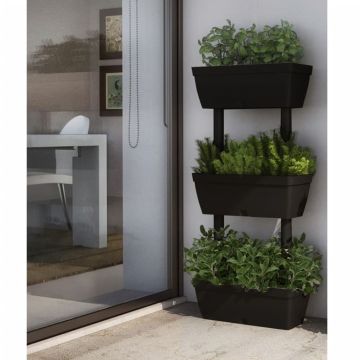Fioriere da Giardino 3 pz 100 cm Antracite
