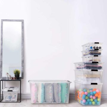 Scatole Trasparenti Portaoggetti con Coperchio 2 pz da 55 L