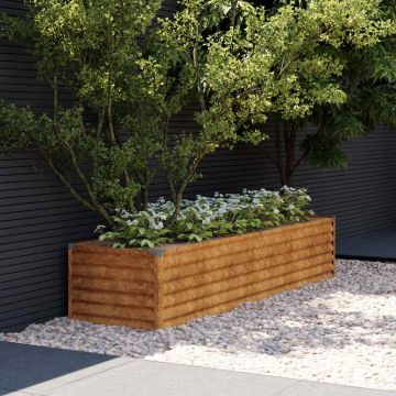 Letto rialzato da giardino 194x50x36 cm in acciaio Corten