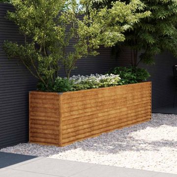 Letto rialzato da giardino 291x50x69 cm in acciaio Corten