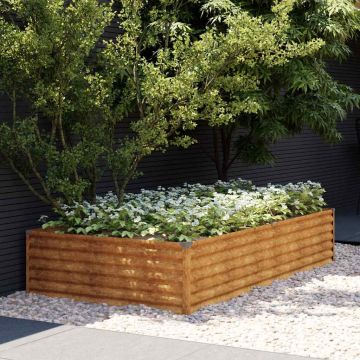 Fioriera Rialzata da Giardino 195x100x36 cm in Acciaio Corten