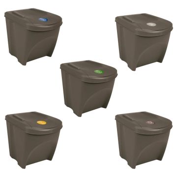 Contenitori Impilabili per Rifiuti 3pz Grigio 75L Polipropilene