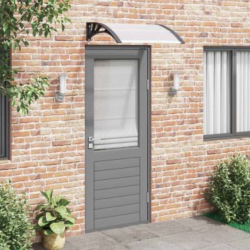 Tettoia per Porta Nero e Trasparente 80x75 cm in Policarbonato