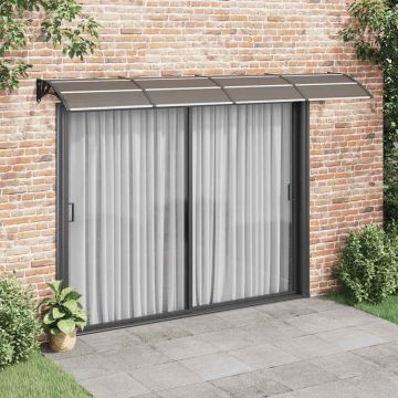 Tettoia per Porta Nero e Trasparente 350x75 cm in Policarbonato