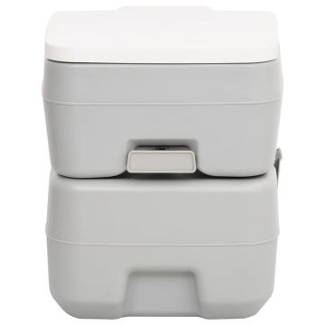 Toilette da Campeggio Portatile Grigia e Bianca 20+10 L in HDPE