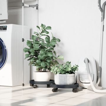 Carrelli per Piante con Ruote 2 pz Grigi Diametro 34 cm 35 kg