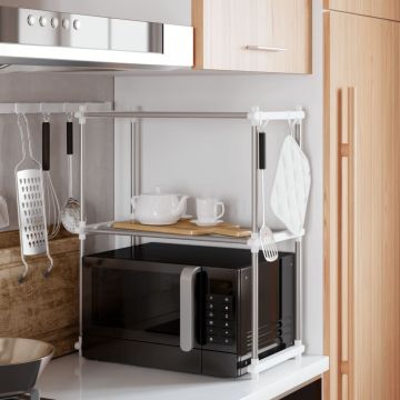 Ripiano per Microonde Bianco 51x27x63 cm in Alluminio