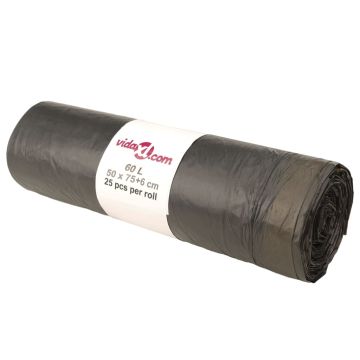 Sacchetti per Cestini con Coulisse 250 pz Neri 60 L