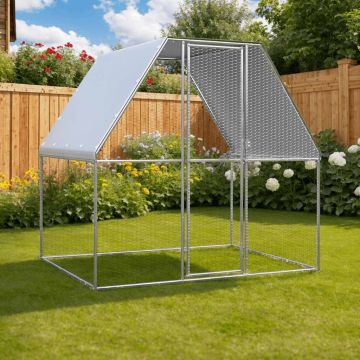 Gabbia per Polli Argento e Grigio 2x2x2 m in Acciaio Zincato