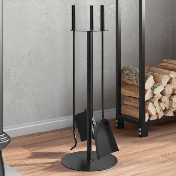 Set di attrezzi per camino 4 pezzi 22x59 cm in acciaio