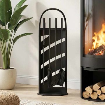 Set di attrezzi per camino 5 pezzi 23x15x66 cm in acciaio