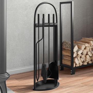 Set di attrezzi per camino 5 pezzi 23x15x66 cm in acciaio