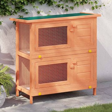 Conigliera all'Aperto Gabbia Piccoli Animali 4 Porte Legno