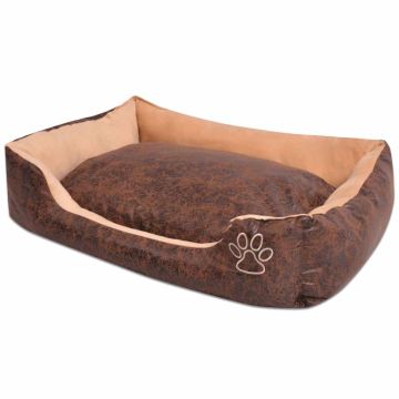 Cuccia Cani Cuscino Imbottito Similpelle PU Taglia XL Marrone