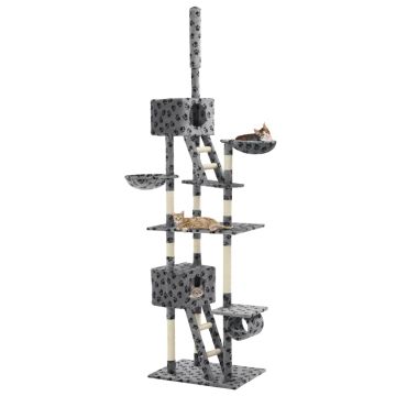 Albero per Gatti con Tiragraffi in Sisal 230-260 cm Grigio