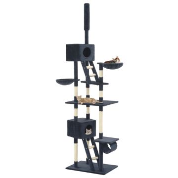 Albero per Gatti con Pali Tiragraffi Sisal 230-260 cm Blu Scuro
